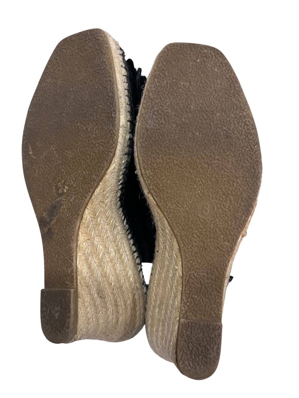 Bandolino Black Suede Espadrille Wedges with Floral Accent 8 - Picture 8 of 10